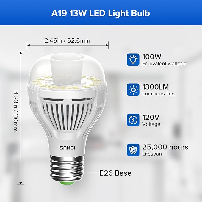 SANSI Dusk to Dawn LED Outdoor Light Bulb A19, 100 Watt Equivalent Energy - Image 6