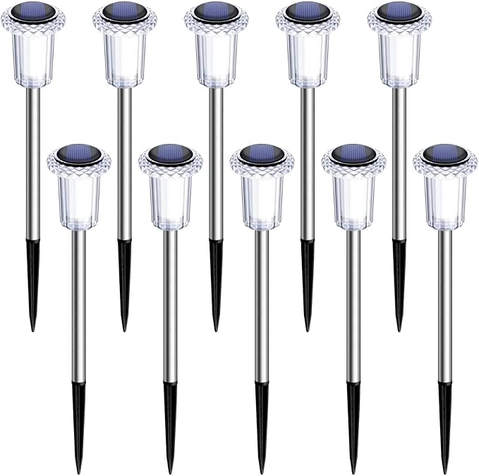 DenicMic Solar Lights Outdoor 10 Pack Waterproof 6000K Cold White LED Stainless - Image 9