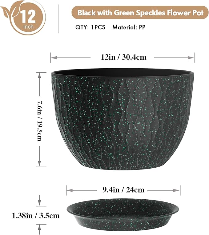 12 Inch Wide Water Ripples Flower Pots - Image 2