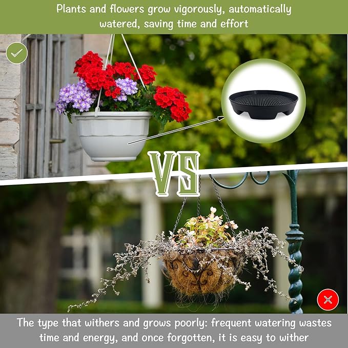 7.16” Self Watering Planter Insert, 10 Pack Invisible Hanging Basket Drip Pan - Image 6