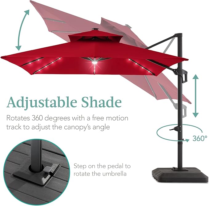 Best Choice Products 10x10ft Cantilever Patio Umbrella w/Base Included - Image 4