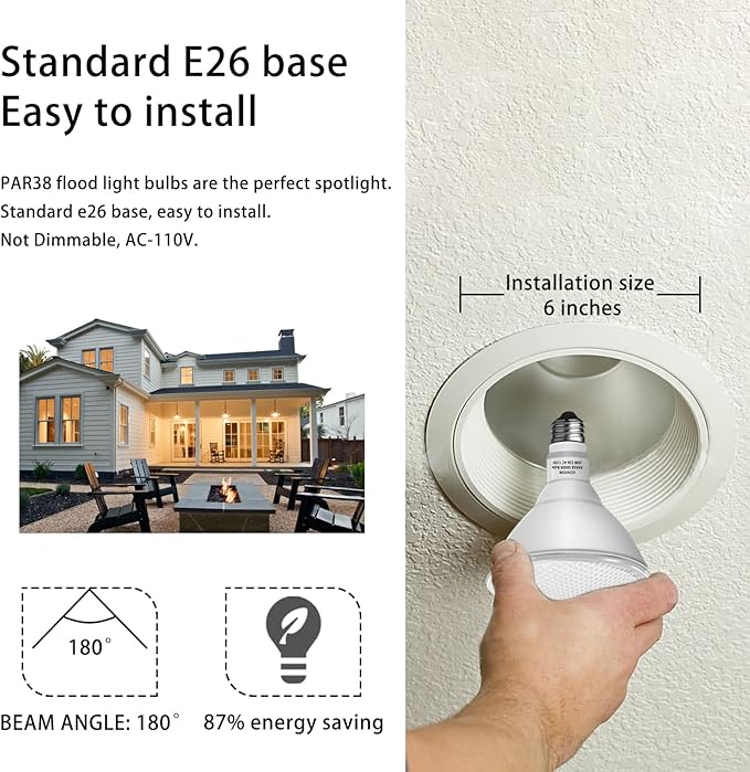 Par38 led Flood Lights Outdoor Light Bulb, Dimmable 1800LM, 20W Replace up to - Image 5