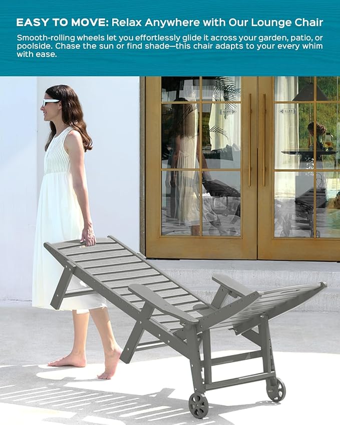 Outdoor Chaise Lounge Chair Set of 2, Patio Lounge Chairs - Image 6