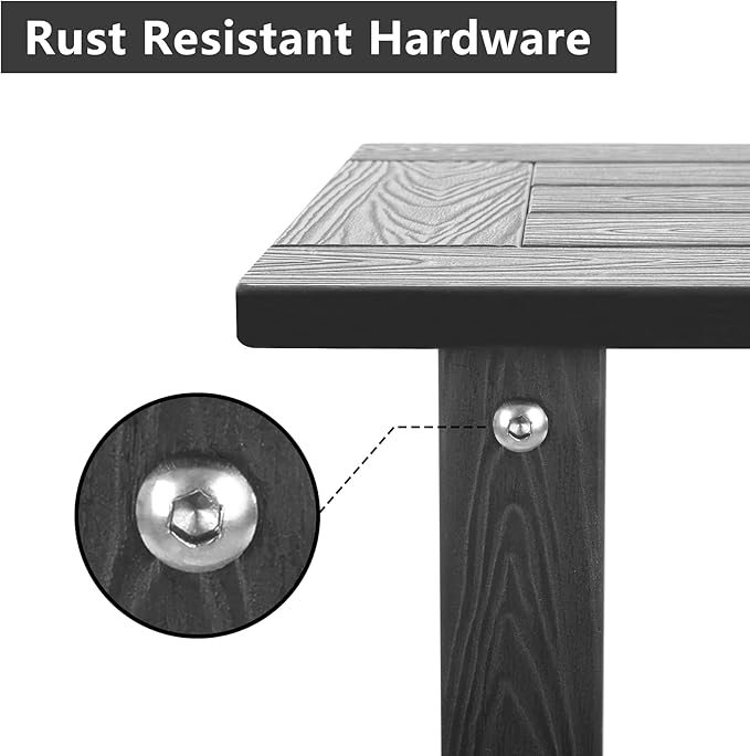 Double Adirondack Side Table Weather Resistant, Outdoor Rectangular End Table - Image 5