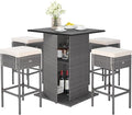 Tangkula 5 Piece Outdoor Rattan Bar Set, Patio Bar Furniture by TANGKULA