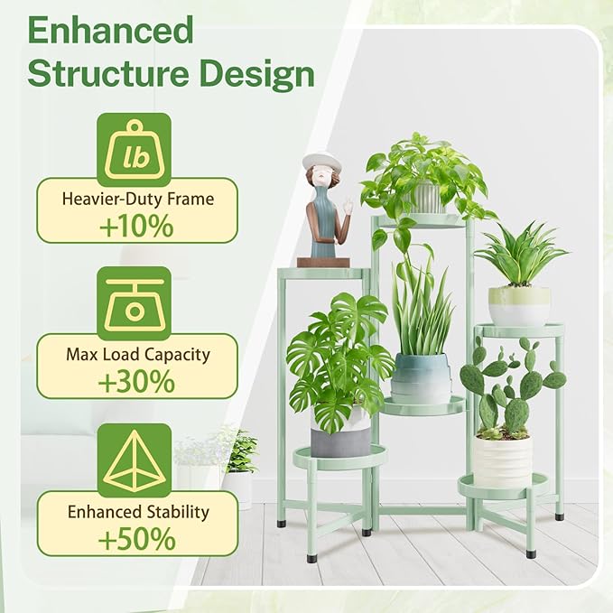 iDavosic.ly Plant Stand Indoor Outdoor, 6 Tier Corner Metal Flower Display - Image 5