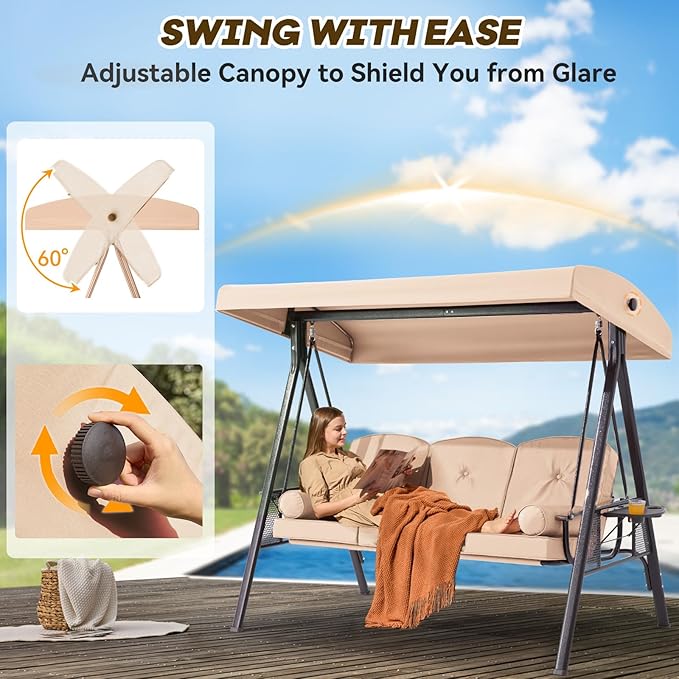 3 in 1 Outdoor Porch Swing - Image 3