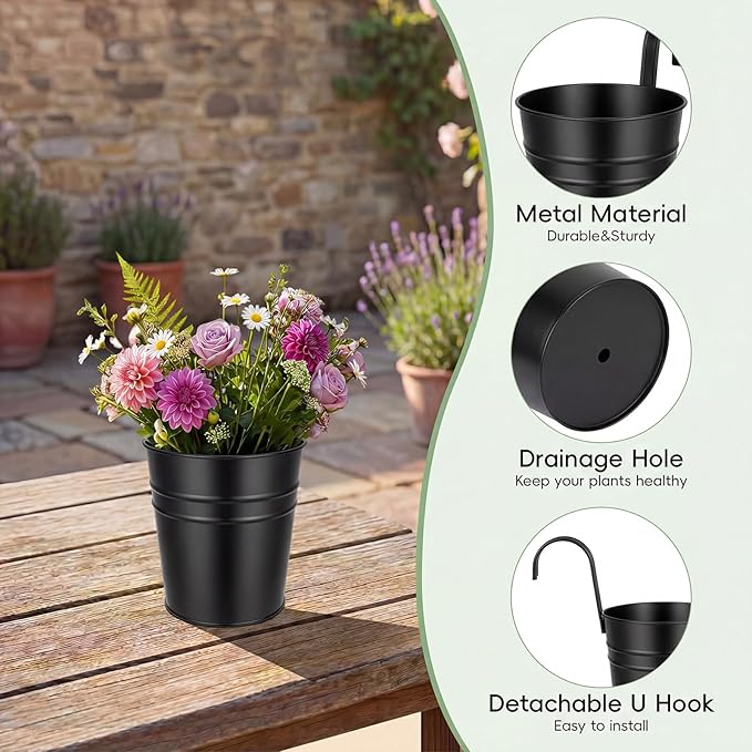 HowRU Hanging Flower Pots, Railing Planter Box - Image 3