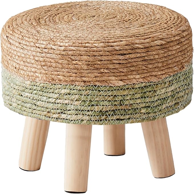 Cpintltr Ottoman Natural Seagrass Footrest Poufs Hand Weave Round Foot Stool by CpintltrFruniture