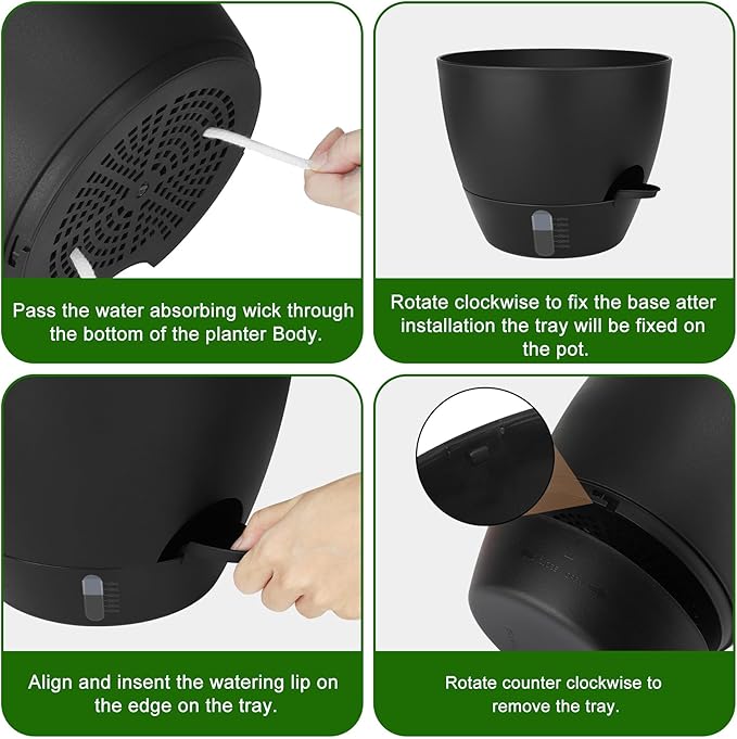 Self-Watering Plant Pots with Water Level Indicator, Drainage Holes & Saucers – - Image 7