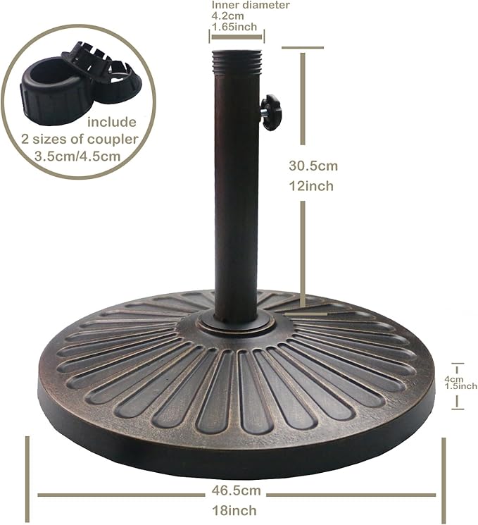 Sunnyglade 18" 30.2-lbs Heavy Duty Round Antiqued Umbrella Base - Image 5