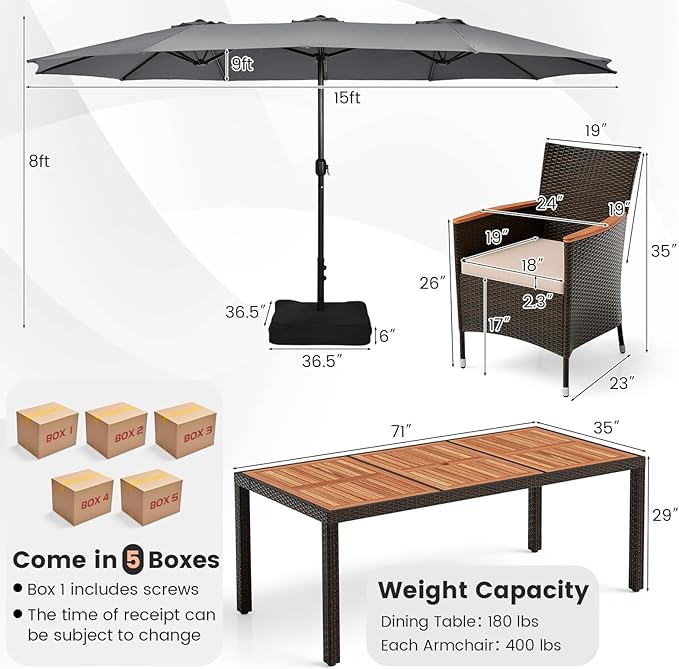 Tangkula 11 Piece Rattan Outdoor Dining Set - Image 8