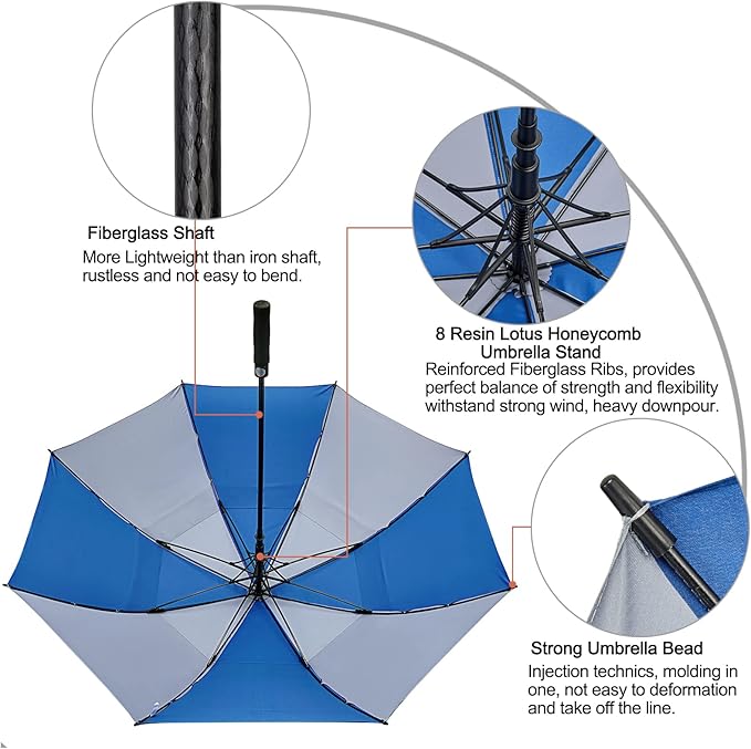 G4Free 47/54/62/68/72 Inch Automatic Open Golf Umbrella Oversize Extra Large - Image 3