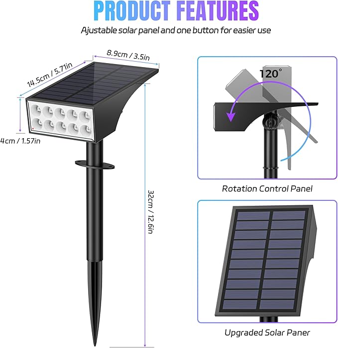 Solar Spot Lights Outdoor Color Changing, Christmas Landscape Spotlights - Image 8