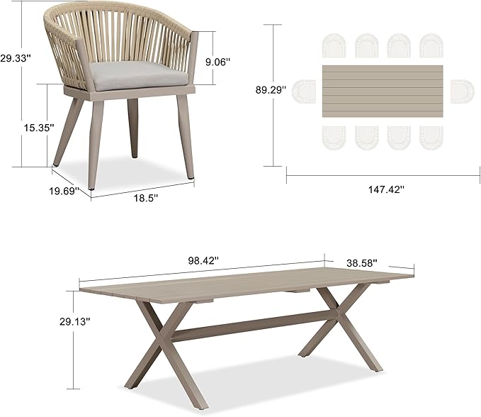PURPLE LEAF 11 Pieces Outdoor Dining Set - Image 8