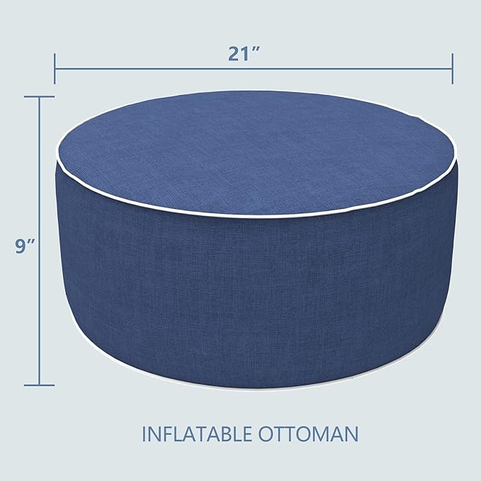 LVTXIII Outdoor/Indoor Inflatable Ottoman, All Weather Water-Repellent Round - Image 3