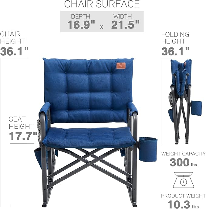 EVER ADVANCED Lightweight Folding Rocking Camping Chair, Padded Portable Rocker - Image 6