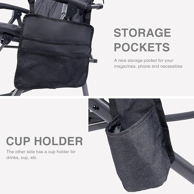 EVER ADVANCED Oversized Folding Rocking Camping Chair, Padded Portable Rocker - Image 6