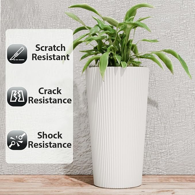 23.6" Tall Planters for Outdoor Plants, Large Outdoor Planters for Front Porch - Image 4