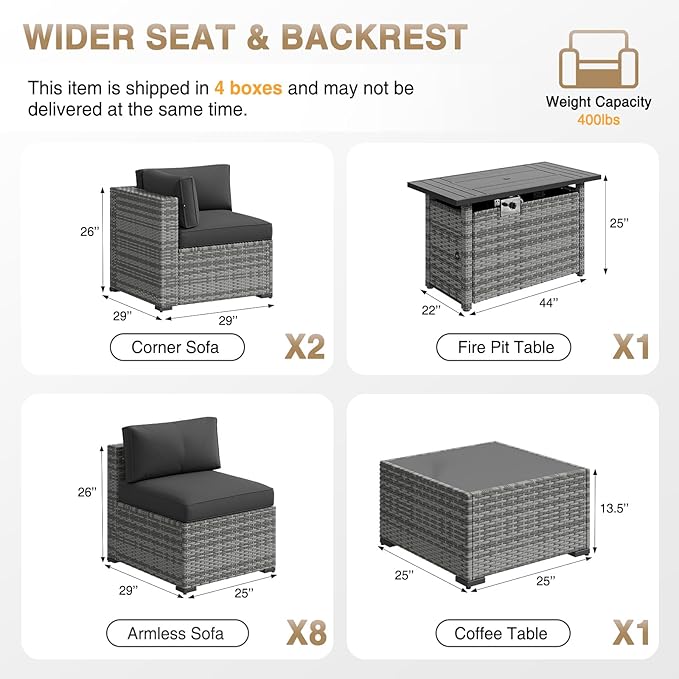 Aoxun Patio Furniture Sets, 12-Piece Outdoor Patio Furniture - Image 7