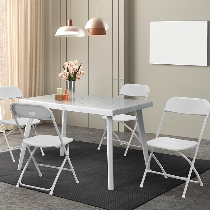 VINGLI 6 Pack White Plastic Folding Chair, Indoor Outdoor Portable Stackable - Image 2