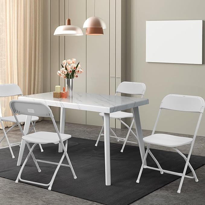 VINGLI 10 Pack White Plastic Folding Chair, Indoor Outdoor Portable Stackable - Image 2