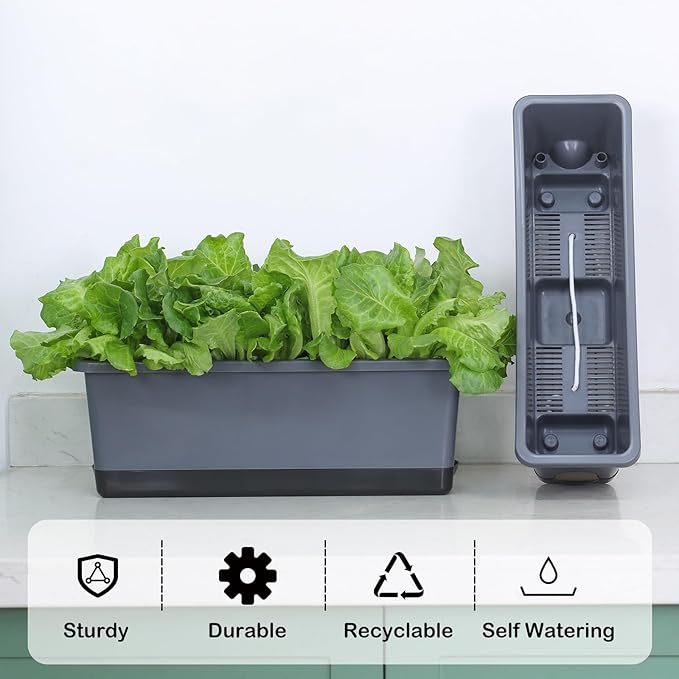 Window Box Planter 4 Packs, 17 Inches Rectangle Flower Pots - Image 2