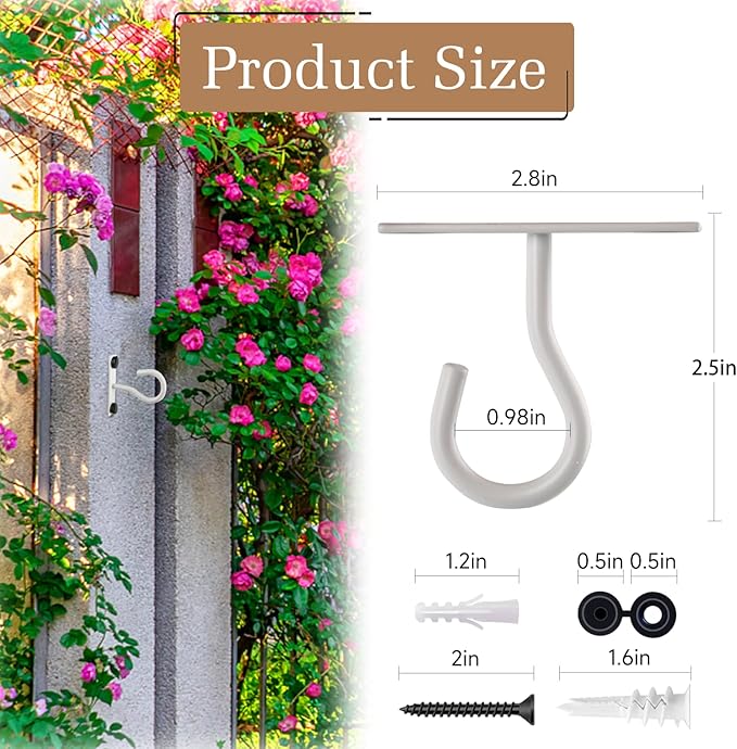 4Pack 2.5Inch Ceiling Hooks for Hanging Plant, Hanger for Indoor and Outdoor - Image 2