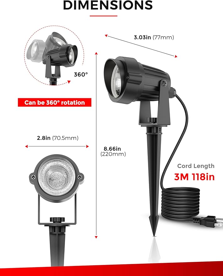 L LOHAS LED Red Spotlight Outdoor, Tree Spot Lights - Image 7