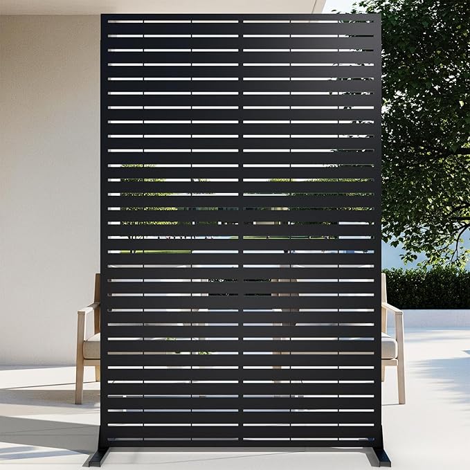 72" H Metal Outdoor Privacy Screen – Freestanding Rustproof Louvered Fence Panel by TALLYVERUS