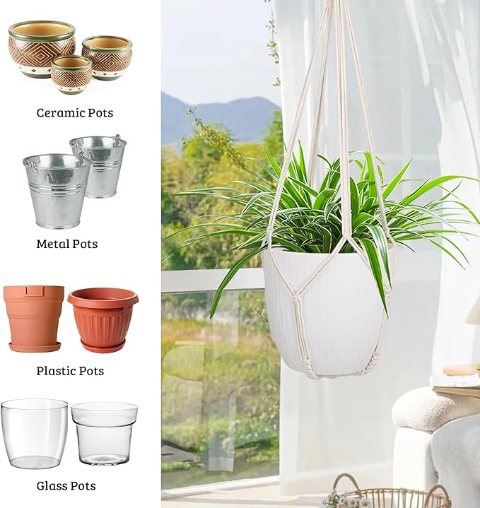 garini 3 Pack Different Size Macrame Plant Hanger, Hanging Plants Holder - Image 4