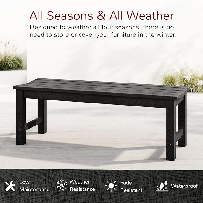 Stoog Outdoor Bench, 2-Person Outdoor Poly Lumber Backless Bench, Weatherproof - Image 4