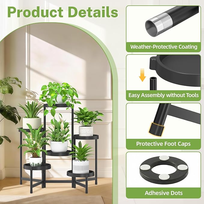 iDavosic.ly 6 Tier Folding Plant Stand Indoor Outdoor - Image 6