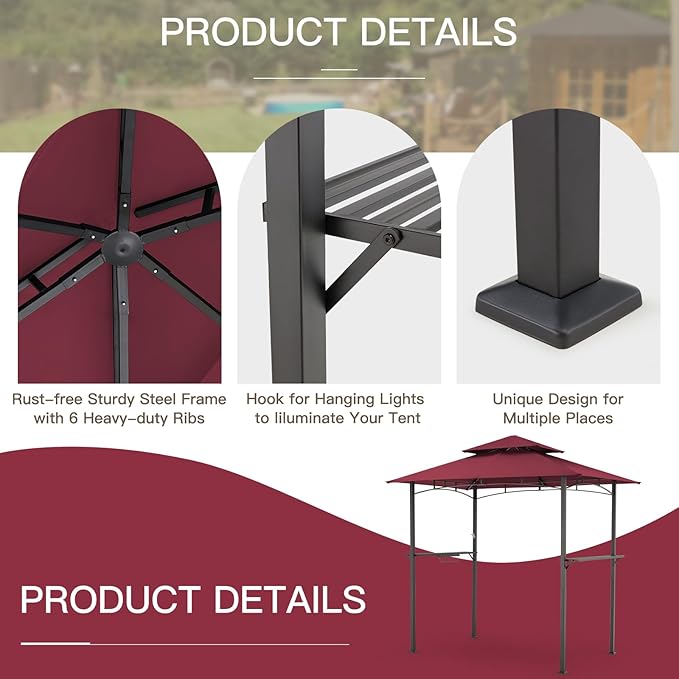 AECOJOY 8' x 5' Grill Gazebo, Grill Canopy - Image 7
