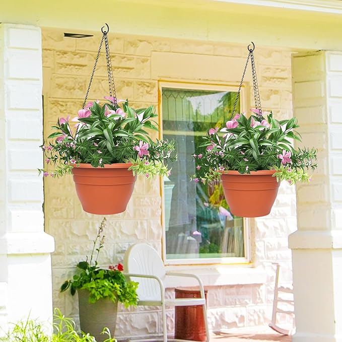 5 Pack 10 Inch Plant Pots Lightweight Planters - Image 3