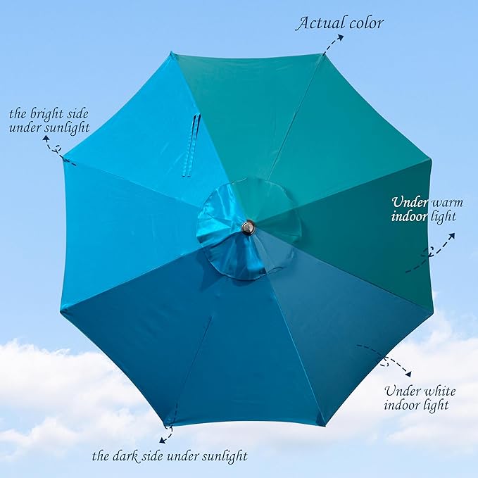 Blissun 9' Outdoor Patio Umbrella, Outdoor Table Umbrella, Yard Umbrella - Image 2