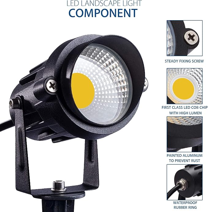 SUNVIE 12W LED Landscape Lights Low Voltage Waterproof Garden Pathway Lights - Image 5