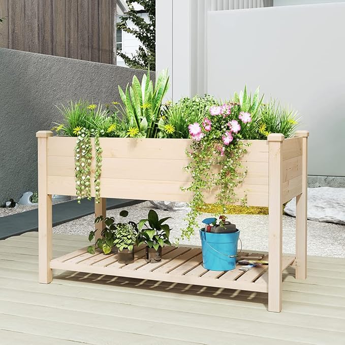 BIRASIL Outdoor Wood Raised Garden Bed, Elevated Reinforced Large Planter Box - Image 7
