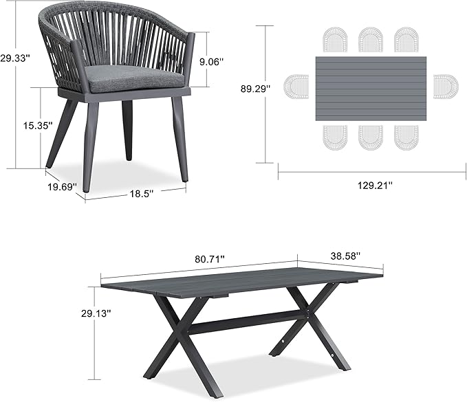 PURPLE LEAF 9 Pieces Outdoor Dining Set - Image 7
