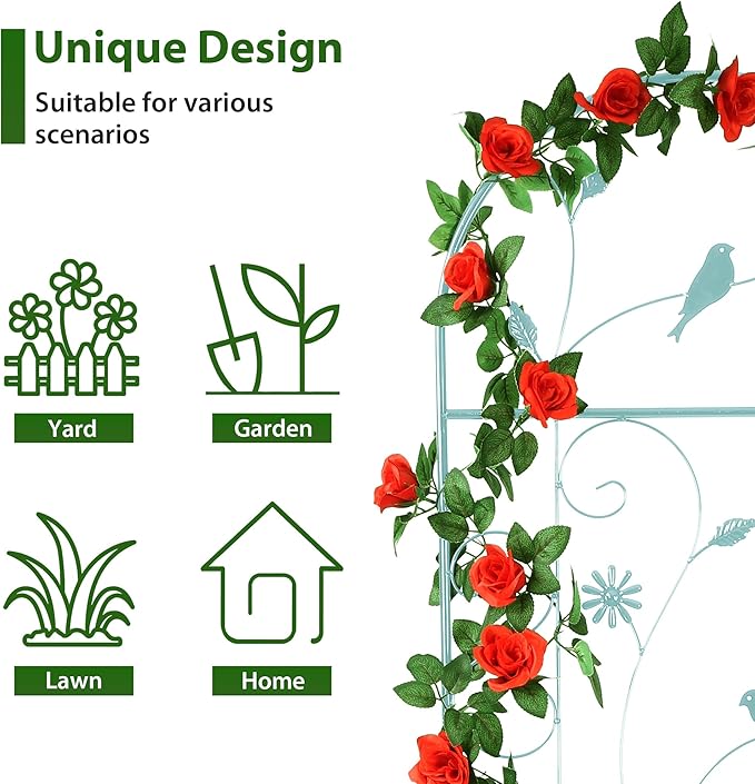 Metal Garden Trellis for Climbing Plants, 86.5" x 19.7" Metal Plant Trellis - Image 4
