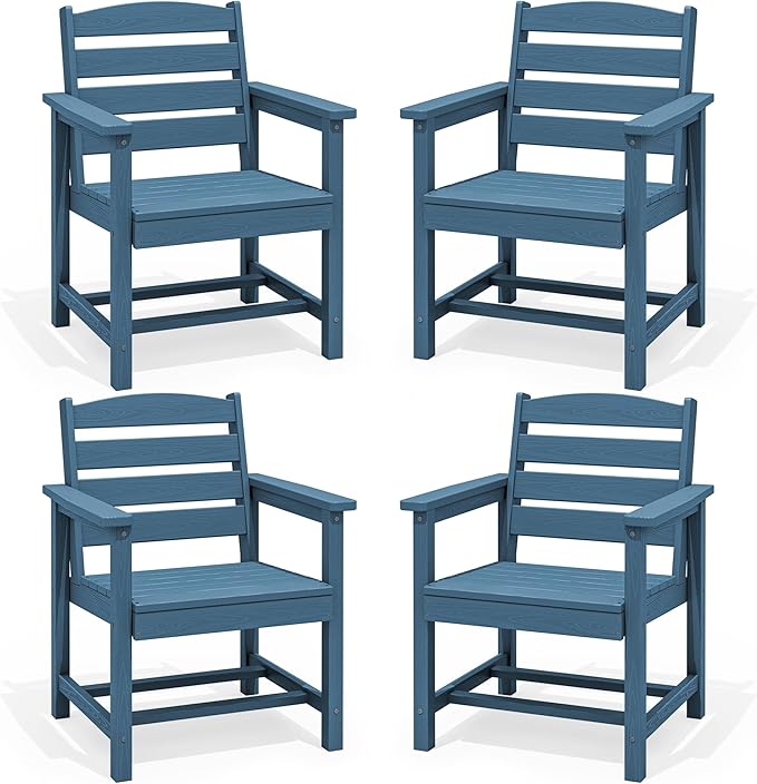 SERWALL Outdoor Dining Chairs Set of 4, All-Weather HDPE Patio Chair by SERWALL