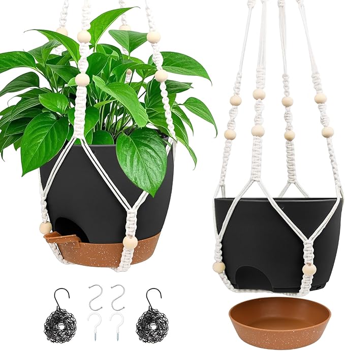 Hanging Planters for Indoor Outdoor Plants, 2 Pack Self Watering Hanging Pot by Vanslogreen