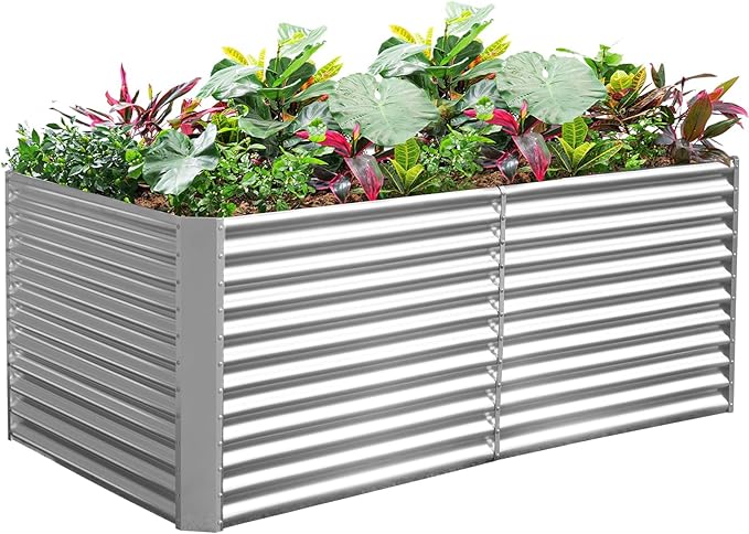 Land Guard 6x3x3ft Rectangular Galvanized Raised Garden Beds, Large-Capacity by LandGuard