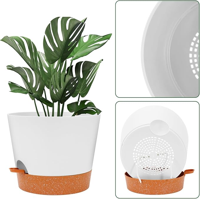 GARDIFE 12 inch Plant Pots, Self Watering Pots, 2 Pack Large Plastic Flower pots - Image 5