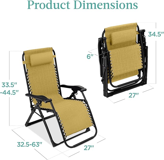 Best Choice Products Oversized Zero Gravity Chair, Folding Outdoor Patio - Image 2