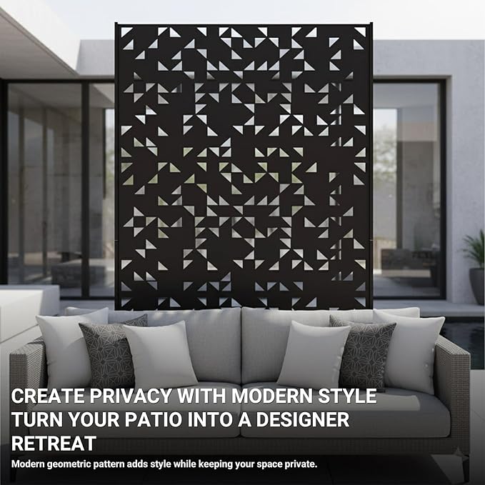 Metal Privacy Screen Outdoor 6FT – Laser-Cut Geometric Mosaic Decorative Steel - Image 2