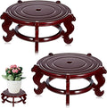 Geetery 2 Pcs 4 to 12 in Wooden Plant Stands Indoor Chinese Oriental Plant Stand by Geetery