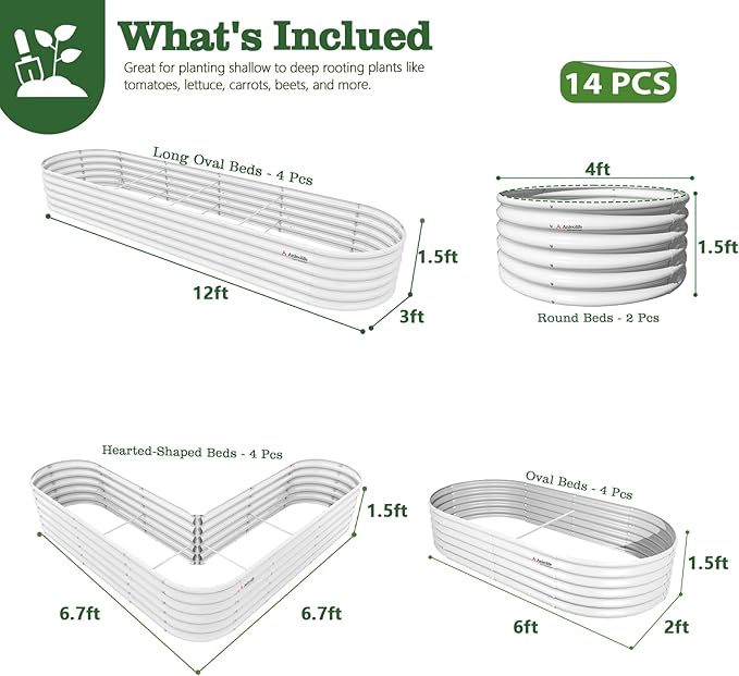 A ANLEOLIFE Set of 14, 18 Inch Tall Raised Garden Beds Kit, Heart-Shaped - Image 2