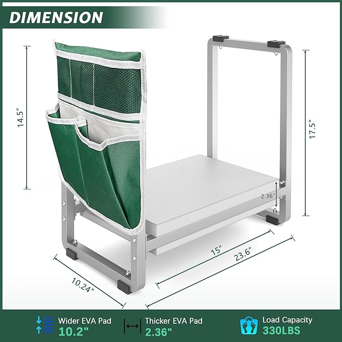 FLINTER 10.2" Wider Garden Kneeler and Seat, Heavy Duty Thick Gardening Bench - Image 2