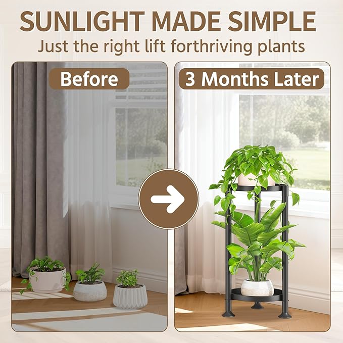 LASZOLA 2 Tier Black Corner Plant Stand Indoor - Image 5